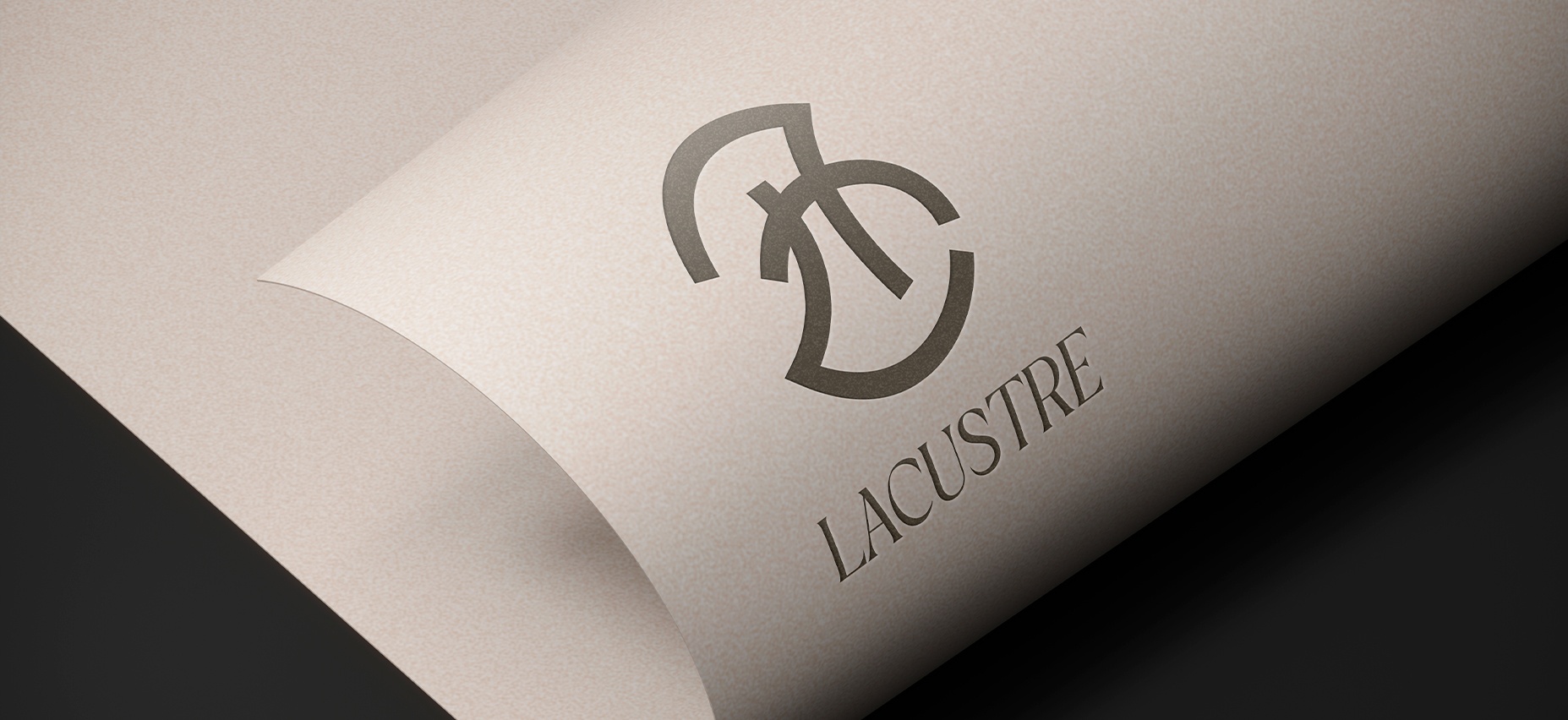Prancheta 5 Lacustre logo monogram on cream paper