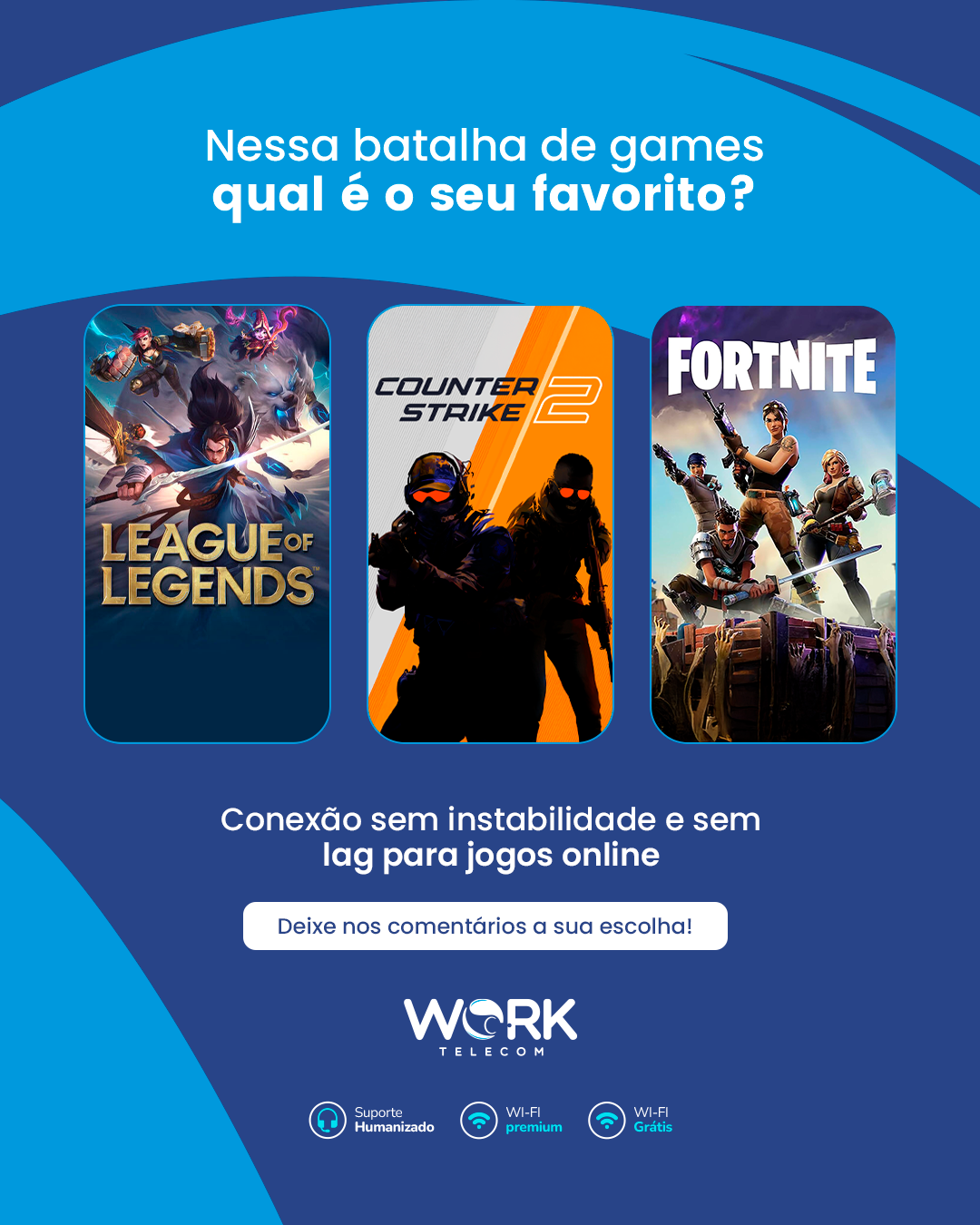 Work Telecom — enquete qual seu game favorito